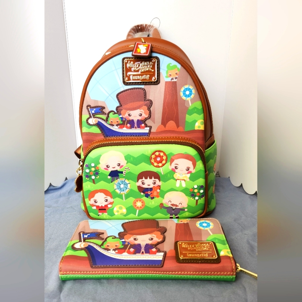 Loungefly Willy Wonka & The Chocolate Factory Backpack and Matching Wall…